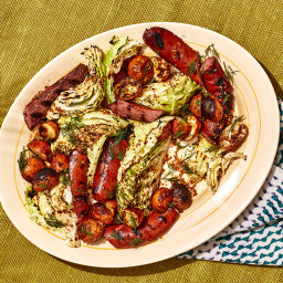Mustardy Grilled Cabbage and Kielbasa