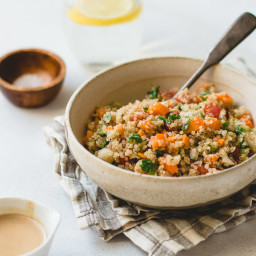 My Favorite Quinoa Salad (With Vegetables and Tahini Dressing)