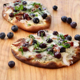 Naan with blueberry, feta and basil