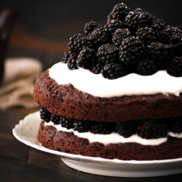 Naked Chocolate Cake with Blackberries and Whipped Coconut Cream