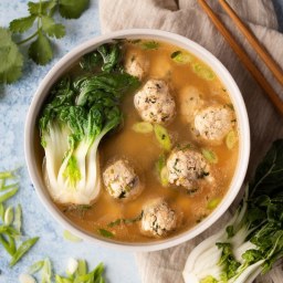 Naked Wonton Soup with Bok Choy and Green Onions