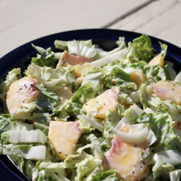 Napa Cabbage Slaw with Peaches and Creamy Poppyseed Dressing