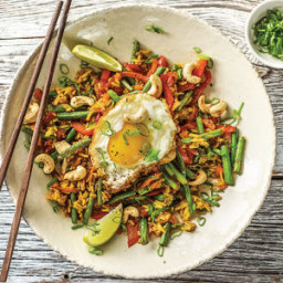 Nasi Goreng-Style Veggie Packed Rice with Fried Egg and Cashews