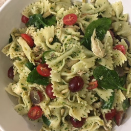 Nathalie Dupree's Pasta Salad with Pesto, Pine Nuts, Chicken, and Grapes