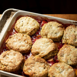 Nectarine-Raspberry Cobbler With Ginger Biscuits