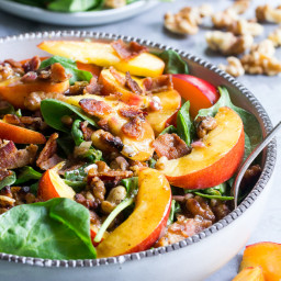 Nectarine Spinach Salad with Bacon and Toasted Walnuts {Paleo, Whole30}