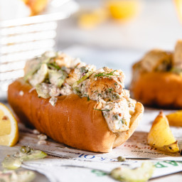 New England Lobster Rolls with Hearts of Palm & Lemon Pepper Potato Wedges