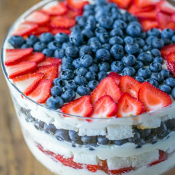 No-Bake Berry Trifle, Strawberry Blueberry Trifle, 4th of July