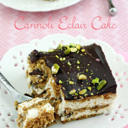 No Bake Cannoli Eclair Cake