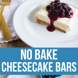 No-Bake Cheesecake Bars with Fresh Blueberry Sauce