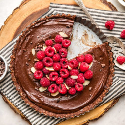 No-Bake Chocolate Raspberry Tart (Vegan & Grain-Free)