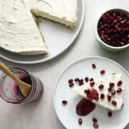 No Bake Greek Yogurt Cheesecake with Pomegranate