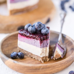 No-Bake Layered Blueberry Cheesecake (Gluten Free, Paleo + Vegan)