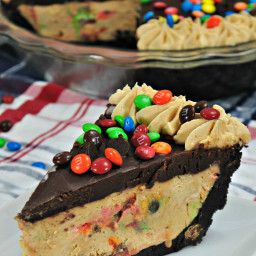 No-Bake M and M Chocolate Peanut Butter Pie