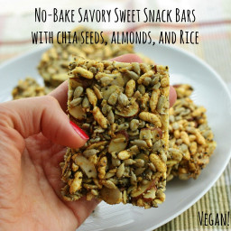 No Bake Savory Sweet Snack Bars with Chia Seeds, Almonds, and Rice