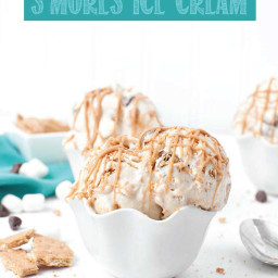 No Churn Peanut Butter S'mores Ice Cream