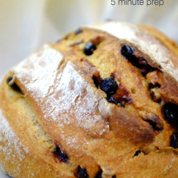 No-Knead Artisan Bread with Dried Blueberries and Walnuts