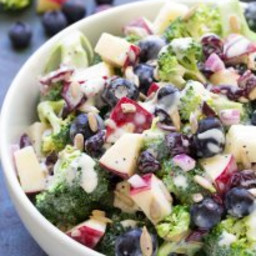 No Mayo Broccoli Salad with Blueberries and Apple