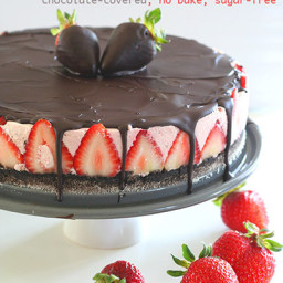 No Bake Chocolate Covered Strawberry Cheesecake