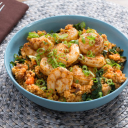 North African-Spiced Shrimp and Couscouswith Dates, Kale and Carrots