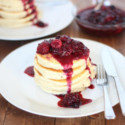 Nut-Free Paleo Pancakes with Triple Berry Compote