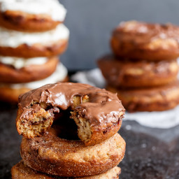 Nutella Stuffed Baked Banana Bread Donuts with Cream Cheese Frosting