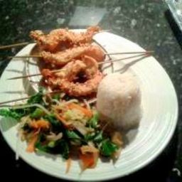 Nutty Chicken Skewers with Honey and Soy Sauce Dip