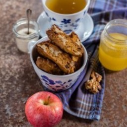 Oat and honey biscotti with walnuts and raisins