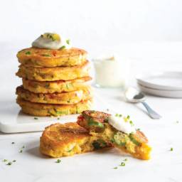 Okra Pancakes with Crème Fraîche