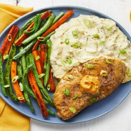 Old Bay Buttered-Up Chicken with Garlic Mashed Potatoes & Roasted Veggies