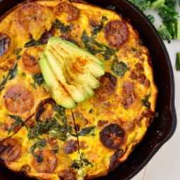 Old Bay Sausage, Plantain and Kale Frittata