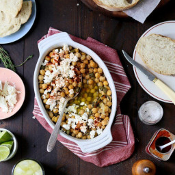 Olive Oil Braised Chick Peas with Feta