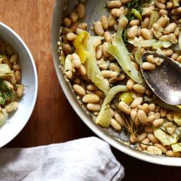 Olive Oil Braised Great Northern Beans with Fennel, Rosemary & Thyme