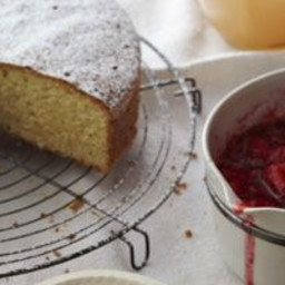 Olive Oil Cake with Strawberry-Rhubarb Compote