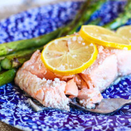 Olive Oil Poached Salmon with Roasted Asparagus