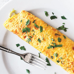 Omelet with Leeks, Spring Herbs, and Goat Cheese Recipe