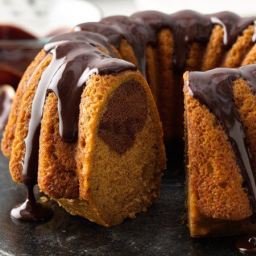 One-Bowl Pumpkin-Chocolate Swirl Cake with Chocolate Ganache