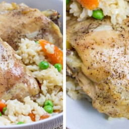 One Pan Baked Chicken & Brown Rice Vegetable Casserole