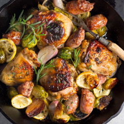 One-Pan Chicken, Sausage, and Brussels Sprouts Recipe