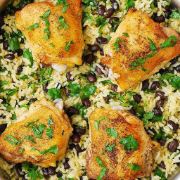 One-Pan Chicken Thighs with Cilantro-Lime Black Bean Rice