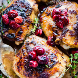 One Pan Cranberry Balsamic Roasted Chicken {Paleo}