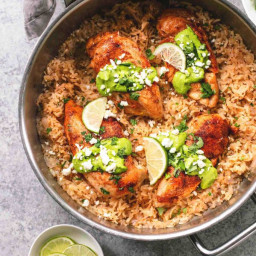 One Pan Creamy Cilantro Lime Chicken and Rice