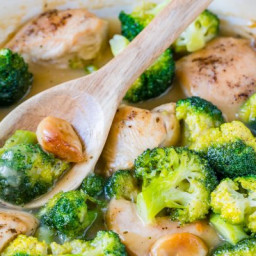 One-Pan Creamy Garlic Chicken + Broccoli Recipe