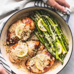 One Pan Creamy Lemon Chicken and Asparagus