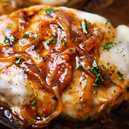 One Pan French Onion Smothered Pork Chops