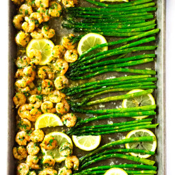One Pan Garlic Butter Shrimp and Asparagus with Lemon