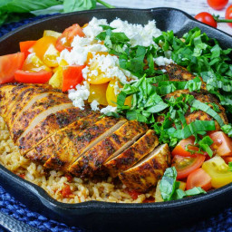 One Pan Greek Chicken + Rice
