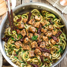 One Pan Kung Pao Chicken Zoodles {Zucchini Noodles}
