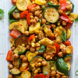 One-Pan Paprika Spiced Summer Veg and Chickpeas