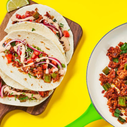 One-Pan Plant-Based Protein Carnitas Tacos Protein that tastes like meat (w